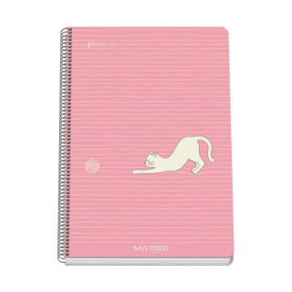 Dohe Santoro Felines Cuaderno Espiral Tapa Rigida - Tamaño Folio de 80 Hojas 90gr - Hojas con Cuadricula 4mm