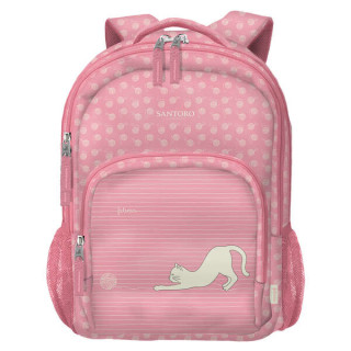 Dohe Santoro Felines Mochila Escolar Grande - 3 Compartimentos - Bolsillos Laterales - Tirantes Acolchados y Ajustables - Asa S
