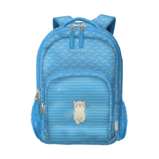 Dohe Santoro Felines Mochila Escolar Pequeña - 3 Compartimentos - Bolsillos Laterales - Tirantes Acolchados y Ajustables - Asa