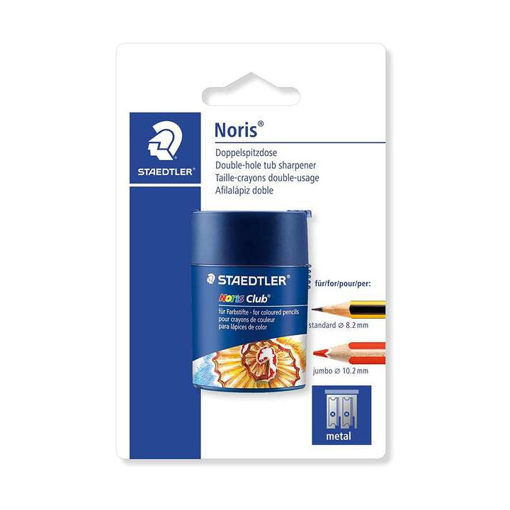 Staedtler Noris Club 512 Sacapuntas de Plástico Doble Uso para Lapices Normales y Gruesos - De 7mm hasta 12mm - Deposito