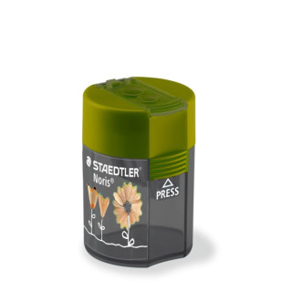 Staedtler 512 F Sacapuntas de 2 Orificios con Deposito - Para Lapices de 8.2mm y 10.2mm - Color Verde