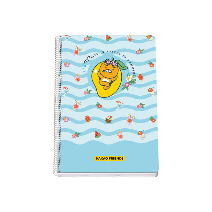 Dohe Kakao Friends Summer Holiday Cuaderno Espiral Tapa Rigida - Tamaño Folio de 80 Hojas 90gr - Hojas con Cuadricula 4mm