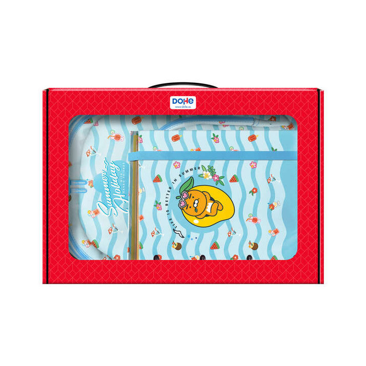 Dohe Kakao Friends Summer Holiday Pack de Mochila Grande + Portatodo Triple + Carpeta de 4 Anillas Formato A4 con Recambio de 1