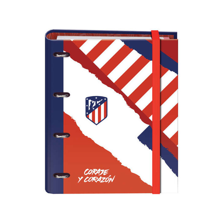 Dohe Atletico de Madrid Coraje y Corazon Carpeta de 4 Anillas Formato A4 con Recambio de 100 Hojas - 4 Separadores de Colores -