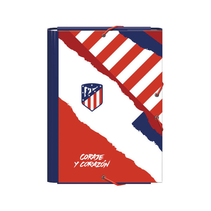 Dohe Atletico de Madrid Coraje y Corazon Carpeta de Carton Forrado Plastificado - 3 Solapas - Tamaño Folio - Guardas Impresas
