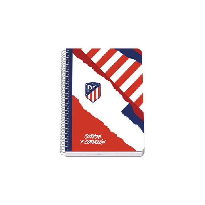 Dohe Atletico de Madrid Coraje y Corazon Cuaderno Espiral Tapa Rigida - Tamaño A5 de 80 Hojas 90gr - Hojas con Cuadricula 4mm