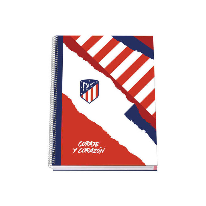 Dohe Atletico de Madrid Coraje y Corazon Cuaderno Espiral con Cubierta en Carton Forrado - Tamaño A4 de 100 Hojas 90gr - Hojas