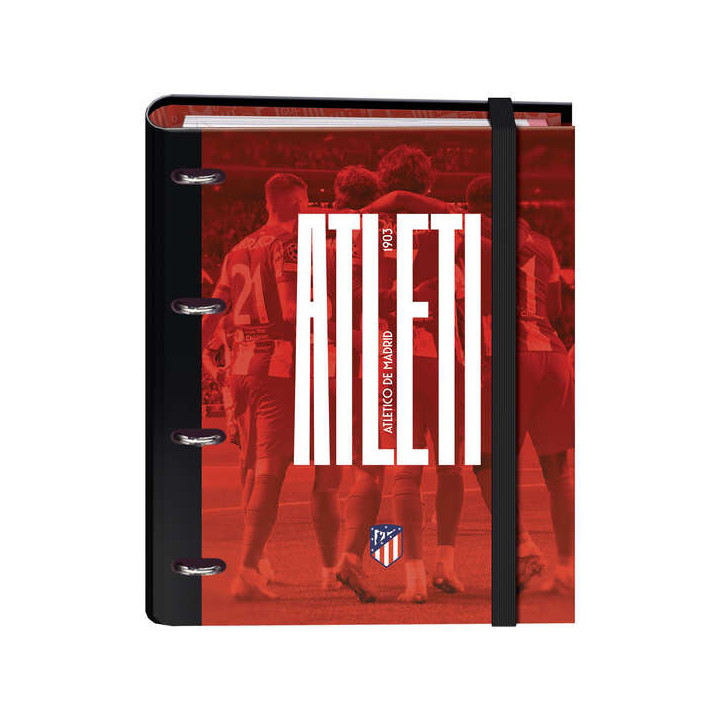 Dohe Atletico de Madrid Atleti Carpeta de 4 Anillas Formato A4 con Recambio de 100 Hojas - 4 Separadores de Colores - Cierre co