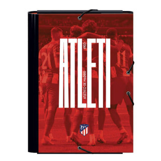 Dohe Atletico de Madrid Atleti Carpeta de Carton Forrado Plastificado - 3 Solapas - Tamaño Folio - Guardas Impresas - Cierre d
