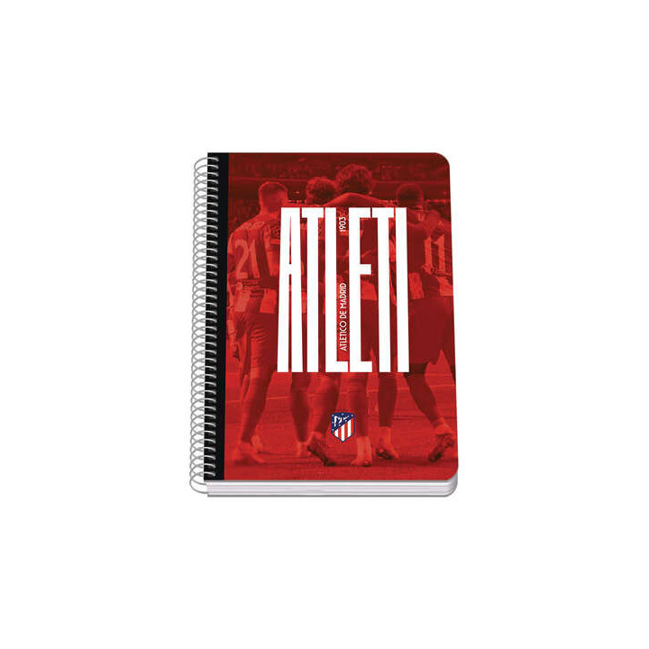 Dohe Atletico de Madrid Atleti Cuaderno Espiral Tapa Rigida - Tamaño A5 de 80 Hojas 90gr - Hojas con Cuadricula 4mm