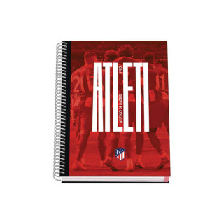 Dohe Atletico de Madrid Atleti Cuaderno Espiral Tapa Dura - Tamaño A5 de 100 Hojas 90gr - Hojas Microperforadas con 2 Taladros
