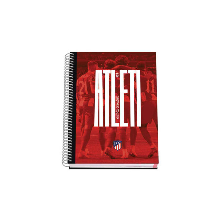 Dohe Atletico de Madrid Atleti Cuaderno Espiral Tapa Dura - Tamaño A5 de 100 Hojas 90gr - Hojas Microperforadas con 2 Taladros