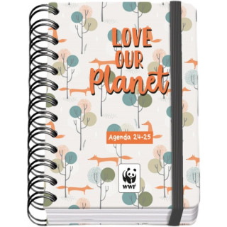 Dohe WWF Love our Planet Agenda Escolar Espiral Wire’o A6 - Dia Pagina - Papel 80g/m2 - Cubierta de Carton Plastificado - Cie