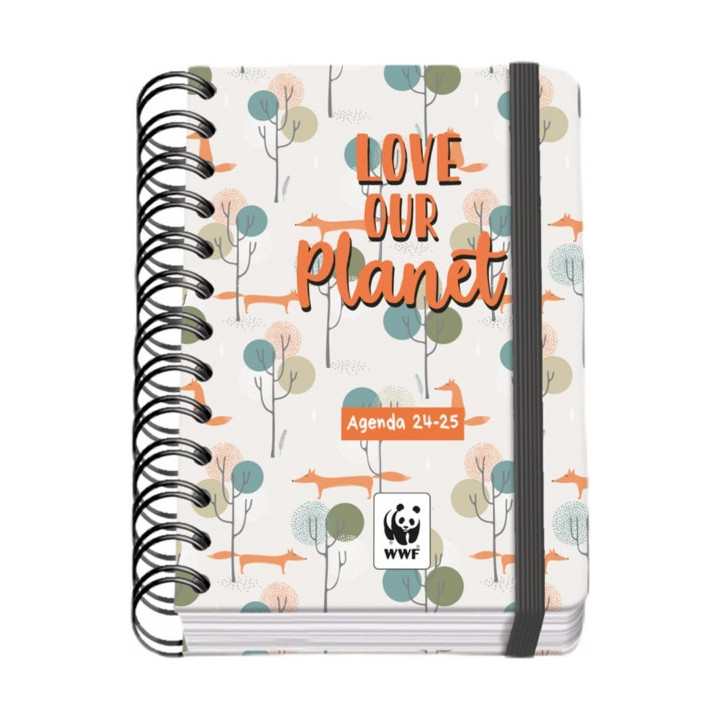 Dohe WWF Love our Planet Agenda Escolar Espiral Wire’o A6 - Dia Pagina - Papel 80g/m2 - Cubierta de Carton Plastificado - Cie