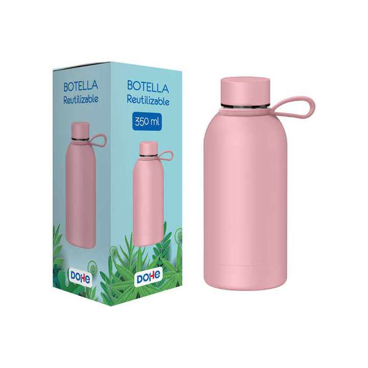 Dohe Botella Reutilizable 350ml - Acero Inoxidable de Doble Pared - Libre de BPA - Tapon Hermetico Antigoteo de Acero Inoxidabl