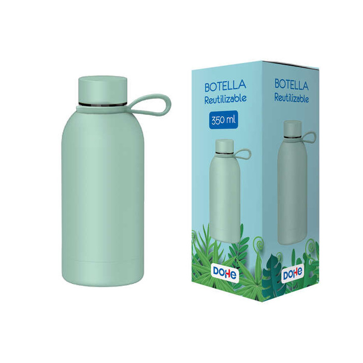 Dohe Botella Reutilizable 350ml - Acero Inoxidable de Doble Pared - Libre de BPA - Tapon Hermetico Antigoteo de Acero Inoxidabl