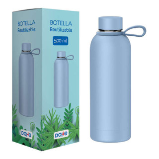 Dohe Botella Reutilizable 500ml - Acero Inoxidable de Doble Pared - Libre de BPA - Tapon Hermetico Antigoteo de Acero Inoxidabl