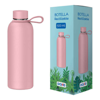 Dohe Botella Reutilizable 500ml - Acero Inoxidable de Doble Pared - Libre de BPA - Tapon Hermetico Antigoteo de Acero Inoxidabl