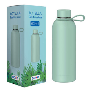 Dohe Botella Reutilizable 500ml - Acero Inoxidable de Doble Pared - Libre de BPA - Tapon Hermetico Antigoteo de Acero Inoxidabl