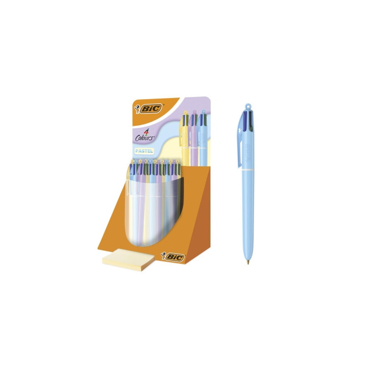 Bic 4 Colours Pastel Expositor con 30 Boligrafos de Bola Retractil - Punta Media de 1.0mm - Tinta con Base de Aceite - Cuerpo e