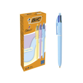 Bic 4 Colours Pastel Boligrafo de Bola Retractil - Punta Media de 1.0mm - Tinta con Base de Aceite - Cuerpo en Colores Pastel -