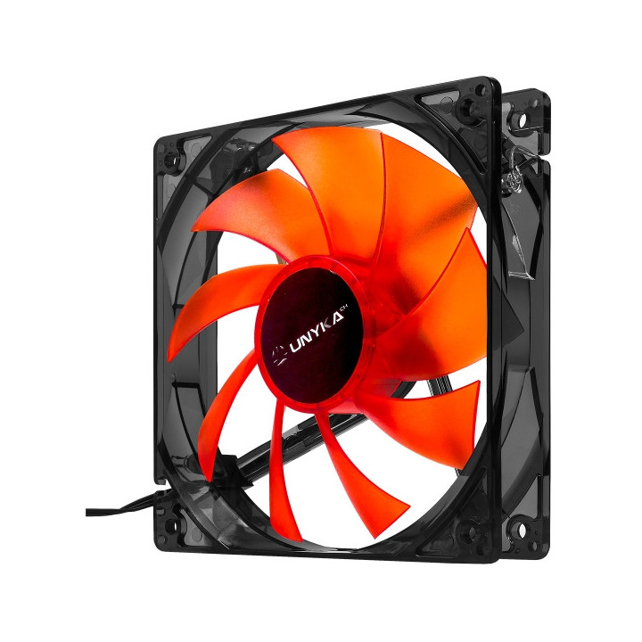 Unykach Ventilador 120mm con LED Rojo - Velocidad Max. 1200rpm - Color Rojo/Negro