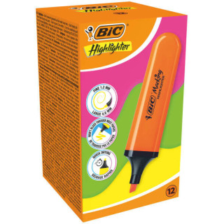 Bic Marking Highlighter Flat Marcador Fluorescente - Punta Biselada - Trazo entre 1.70 y 4.80 mm - Tinta con Base de Agua - Col