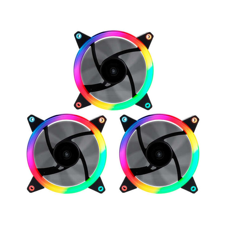 Unykach Candy 30 Pack de 3 Ventiladores 120mm con Iluminacion ARGB - Velocidad Max. 1500rpm - Controladora y Mando a Distancia