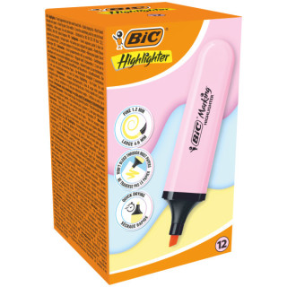 Bic Marking Highlighter Flat Marcador Fluorescente - Punta Biselada - Trazo entre 1.20 y 4.60 mm - Tinta con Base de Agua - Col