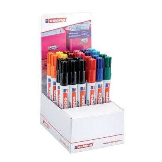 Edding 3000 Expositor de 24 Rotuladores Permanentes - Punta Redonda de 1.5mm - Trazo entre 1.5 y 3mm - Recargable - Secado Rapi