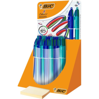 Bic 4 Colours Smooth Gradient Expositor de 30 Boligrafos de Bola Retractil - Punta Media de 1.0mm - Escritura un 40% mas Suave