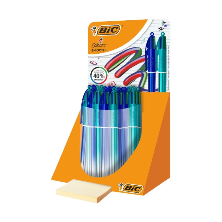 Bic 4 Colours Smooth Gradient Expositor de 30 Boligrafos de Bola Retractil - Punta Media de 1.0mm - Escritura un 40% mas Suave