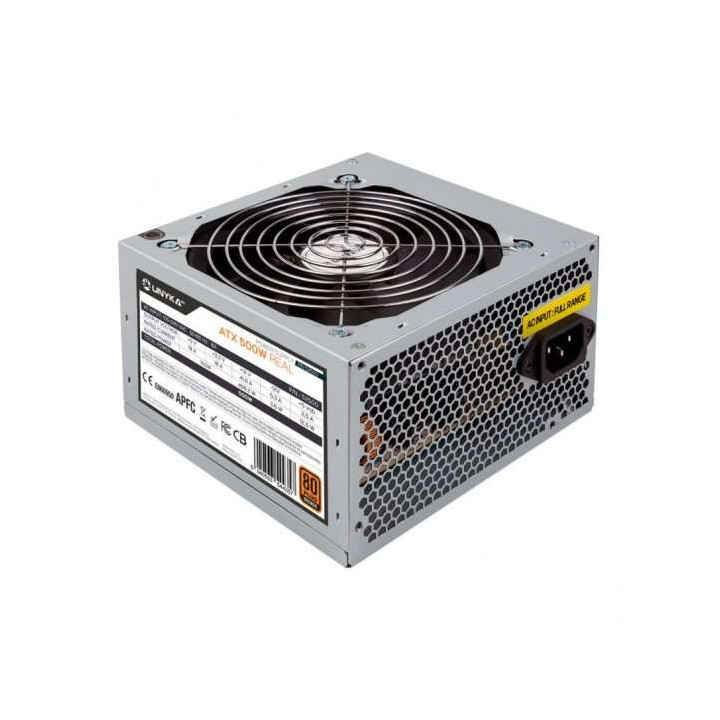 Unykach ATX 500W 80 Plus Bronze Fuente de Alimentacion 500W ATX 2.3 - PFC Activo - Ventilador 120mm
