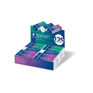 Staedtler Mars Plastic 125 Aniversario Goma de Borrar - Borrado de Alta Calidad - Minimos Residuos - Color Blanco