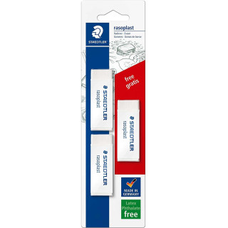 Staedtler Rasoplast 526 Pack de 3 Gomas de Borrar - Borrado de Alta Calidad - Minimos Residuos - Color Blanco