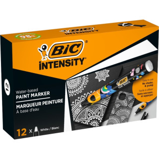 Bic Intensity Marcador de Pintura - Punta Media - Tinta con Base de Agua - 98% de Materiales Reciclados - Color Blanco