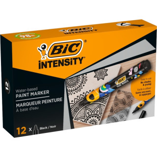 Bic Intensity Marcador de Pintura - Punta Media - Tinta con Base de Agua - 98% de Materiales Reciclados - Color Negro