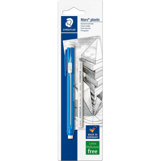 Staedtler Mars Plastic 528 50 Pack de 1 Portagomas en Forma de Lapiz + 1 Goma de Repuesto - Con Cursor para Deslizar la Goma -