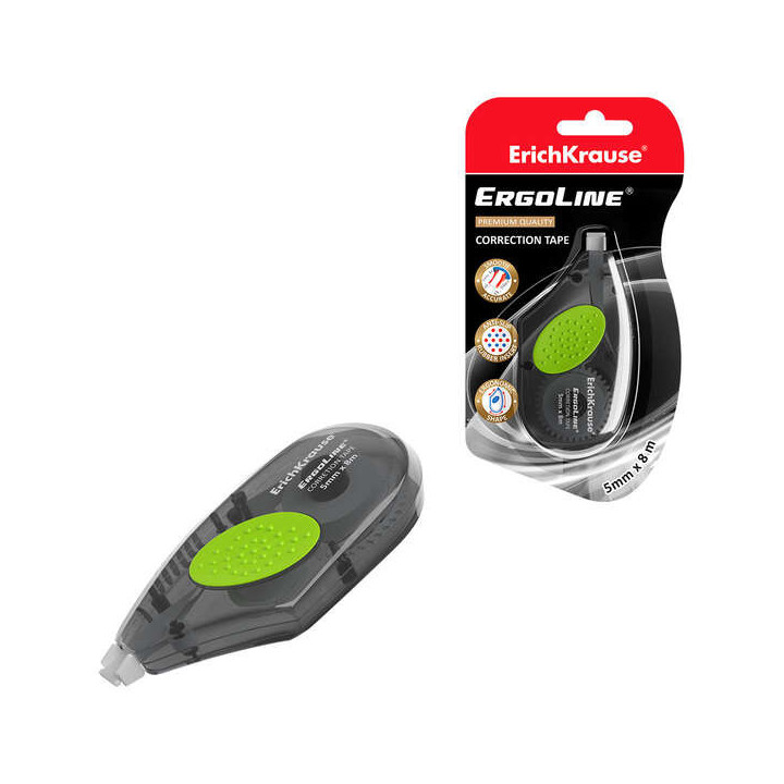 Erichkrause Ergoline Cinta Correctora 8m x 5mm - Agarre de Goma Antideslizante - Correccion Rapida y Segura - Secado Inmediato