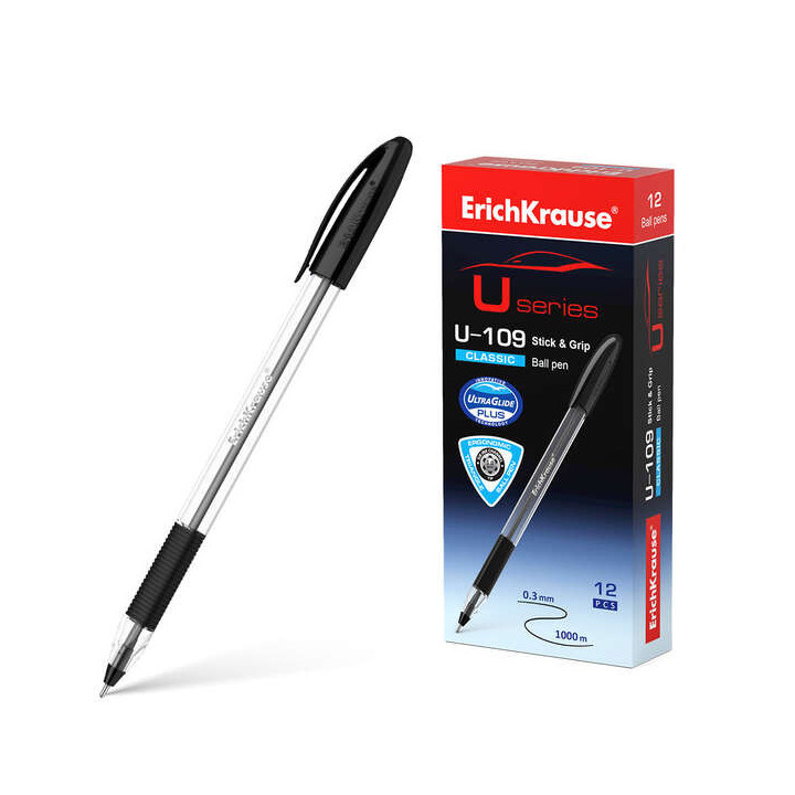 Erichkrause Boligrafo U-109 Classic Stick&Grip 1.0 - Ultra Glide Technology - Color Negro