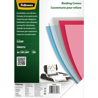 Fellowes Pack de 100 Portadas de Polietileno Transparentes para Documentos A4 - Grosor 150 Micras - Utilizables en Encuadernado