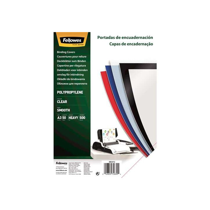 Fellowes Pack de 50 Portadas de Polipropileno A3 - 500 Micras - Alta Calidad - Transparente