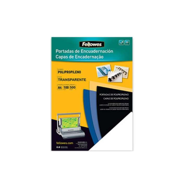 Fellowes Pack de 100 Portadas de Polipropileno A4 - 500 Micras - Acabado de Calidad - Color Transparente