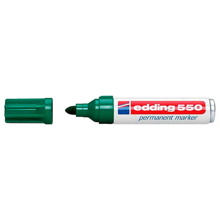 Edding 550 Rotulador Permanente - Punta Redonda - Trazo entre 3 y 4 mm. - Recargable - Secado Rapido - Color Verde