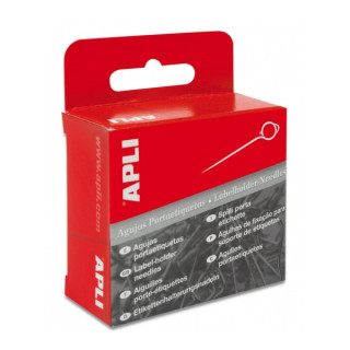 Apli Caja de 100 Agujas Porta Etiquetas Plateadas - Cabezal de Alambre Redondo - Ideal para Tiendas de Ropa y Textiles - Color