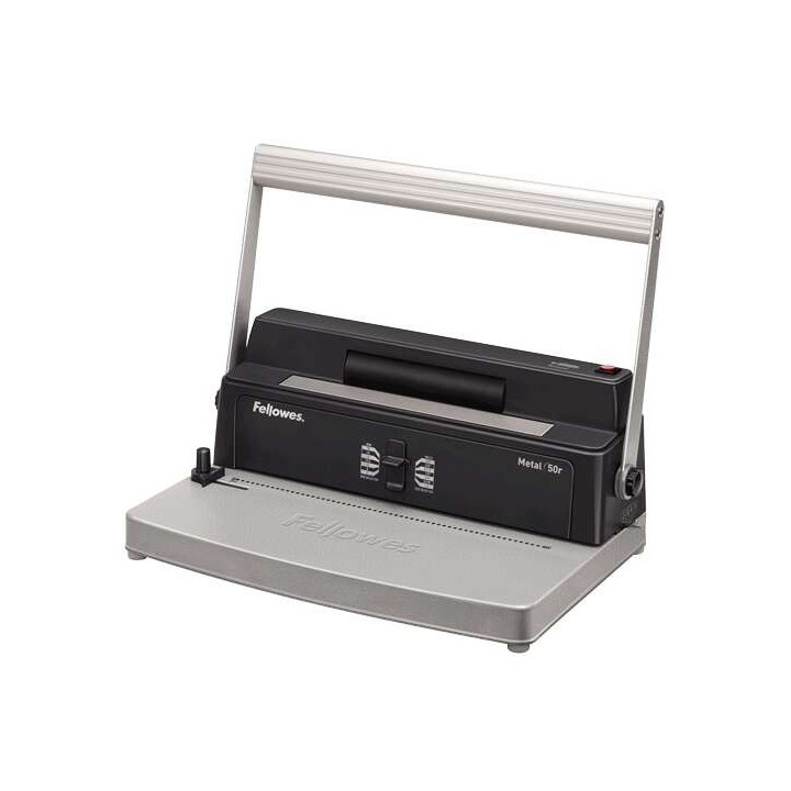 Fellowes Metal 50R Encuadernadora Manual de Espiral Metalico A4 - Perfora hasta 12 Hojas - Encuaderna hasta 450 Hojas - Paso de