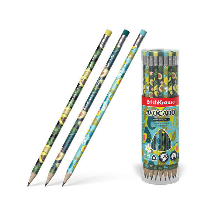 Erichkrause Lapiz de Grafito Triangular con Goma de Borrar - Avocado HB - Color Verde