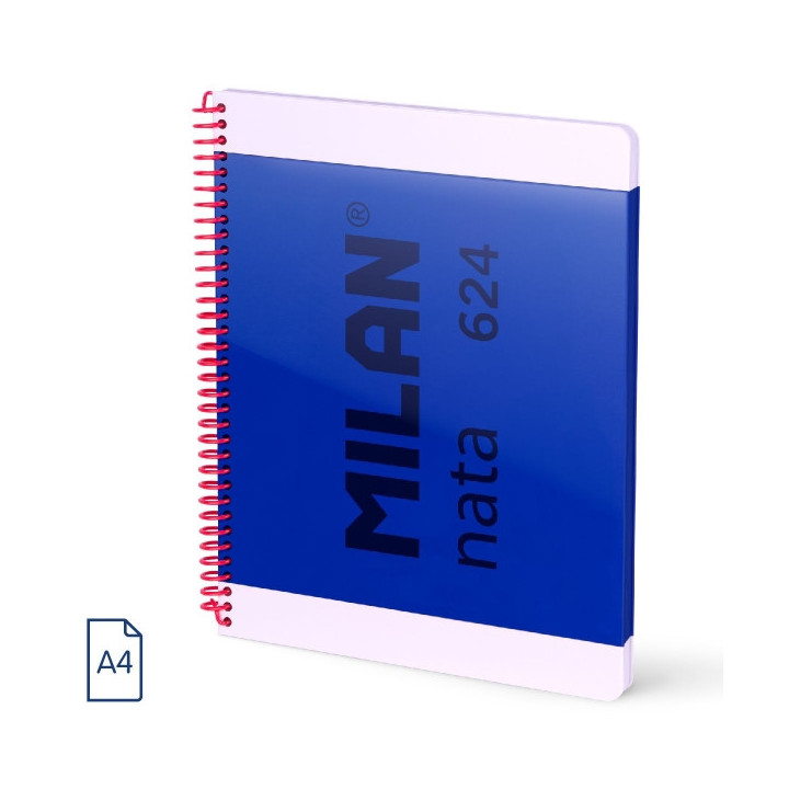 Milan Nata 624 Cuaderno Espiral Formato A4 Liso - 80 Hojas de 95 gr/m2 - Microperforado