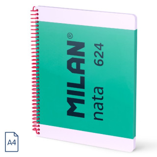 Milan Nata 624 Cuaderno Espiral Formato A4 Pautado 7mm - 80 Hojas de 95 gr/m2 - Microperforado
