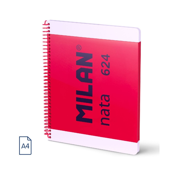 Milan Nata 624 Cuaderno Espiral Formato A4 Pautado 7mm - 80 Hojas de 95 gr/m2 - Microperforado